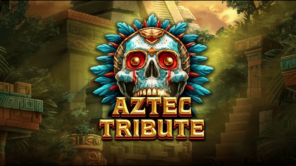 Pemandangan hutan kuno dan kuil Aztec dalam slot Aztec Tribute